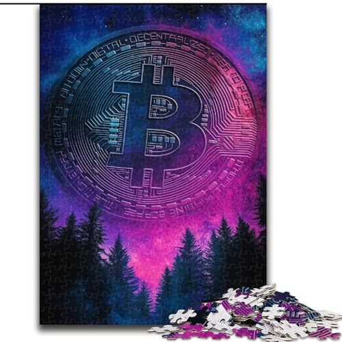 1000-teiliges Puzzle für Erwachsene und Jugendliche, Bitcoin-Logo, geeignet für Personen ab 14 Jahren, Lernspiele, Wichtelgeschenke (Größe 50x75cm) von MGQWPZDBD