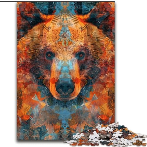 1000-teiliges Puzzle für Erwachsene und Jugendliche, Braunbär, geeignet für Personen ab 14 Jahren, Lernspiele, Wichtelgeschenke (Größe 50x75cm) von MGQWPZDBD