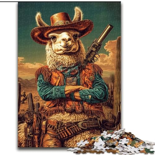 1000-teiliges Puzzle für Erwachsene und Jugendliche, Cowboy-Alpaka, für Erwachsene und Jugendliche ab 14 Jahren, Lernspiel, Herausforderung, Spielzeug, Geschenk zum Geburtstag (Größe 26x38cm) von MGQWPZDBD