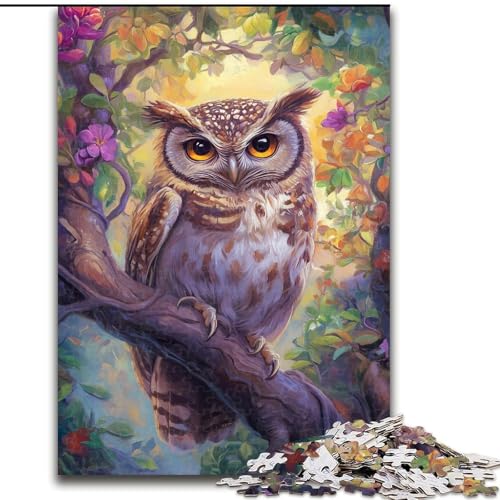 1000-teiliges Puzzle für Erwachsene und Jugendliche, Eule auf einem Baum stehend, Lernspielzeug, einzigartige Heimdekoration und Geschenke (Größe 26x38cm) von MGQWPZDBD