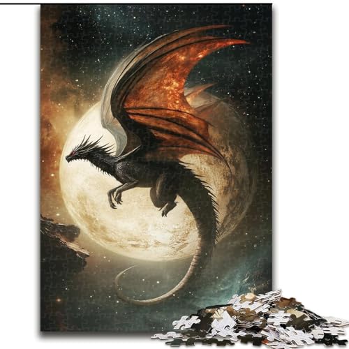 1000-teiliges Puzzle für Erwachsene und Jugendliche, Fantasy-Drache, geeignet für Personen ab 14 Jahren, Lernspiele, Wichtelgeschenke (Größe 26x38cm) von MGQWPZDBD