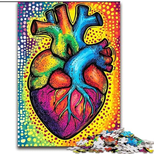 1000-teiliges Puzzle für Erwachsene und Jugendliche, Farbherz, für Erwachsene und Jugendliche ab 14 Jahren, Lernspiel, Herausforderung, Spielzeug, Geschenk zum Geburtstag (Größe 50x75cm) von MGQWPZDBD