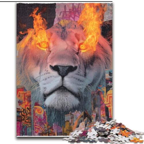1000-teiliges Puzzle für Erwachsene und Jugendliche, Flammenlöwe, geeignet für Personen ab 14 Jahren, Lernspiele, Wichtelgeschenke (Größe 50x75cm) von MGQWPZDBD