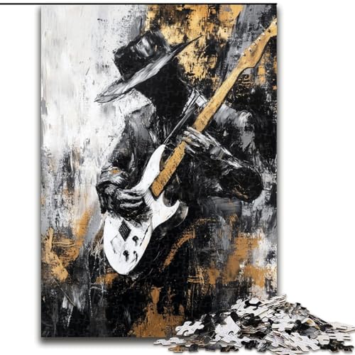1000-teiliges Puzzle für Erwachsene und Jugendliche, Gitarre Spielen, Ölgemälde, Lernspielzeug, einzigartige Heimdekoration und Geschenke (Größe 50x75cm) von MGQWPZDBD