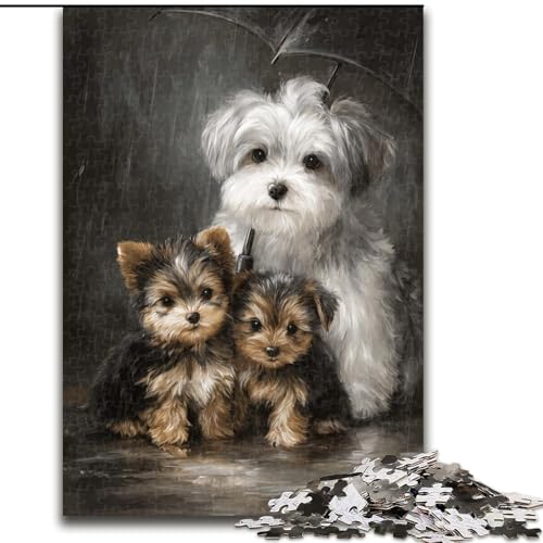 1000-teiliges Puzzle für Erwachsene und Jugendliche, Hundefamilie, für Erwachsene und Jugendliche ab 14 Jahren, Lernspiel, Herausforderung, Spielzeug, Geschenk zum Geburtstag (Größe 26x38cm) von MGQWPZDBD