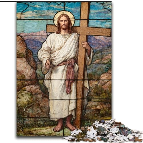 1000-teiliges Puzzle für Erwachsene und Jugendliche, Jesus-Kunst, für Erwachsene und Jugendliche ab 14 Jahren, Lernspiel, Herausforderung, Spielzeug, Geschenk zum Geburtstag (Größe 26x38cm) von MGQWPZDBD