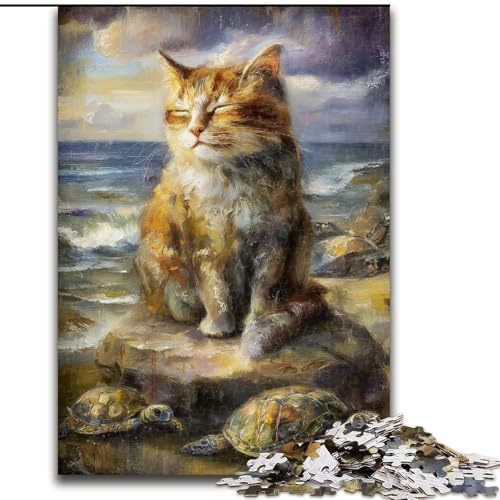 1000-teiliges Puzzle für Erwachsene und Jugendliche, Kunstkatze, für Erwachsene und Jugendliche ab 14 Jahren, Lernspiel, Herausforderung, Spielzeug, Geschenk zum Geburtstag (Größe 50x75cm) von MGQWPZDBD
