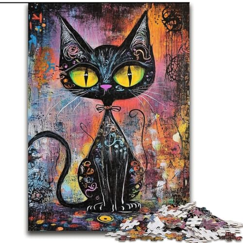1000-teiliges Puzzle für Erwachsene und Jugendliche, Kunstkatze, geeignet für Personen ab 14 Jahren, Lernspiele, Wichtelgeschenke (Größe 26x38cm) von MGQWPZDBD