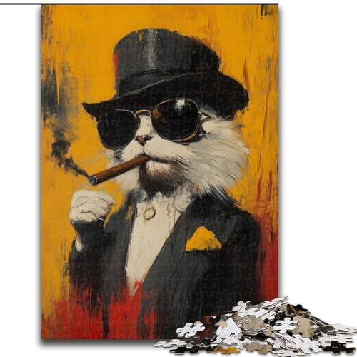 1000-teiliges Puzzle für Erwachsene und Jugendliche, Kunstkatze, geeignet für Personen ab 14 Jahren, Lernspiele, Wichtelgeschenke (Größe 50x75cm) von MGQWPZDBD