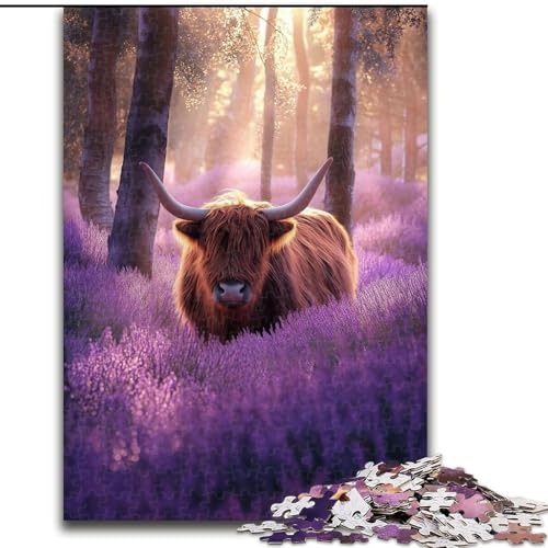1000-teiliges Puzzle für Erwachsene und Jugendliche, Lavendel-Yak, Lernspielzeug, einzigartige Heimdekoration und Geschenke (Größe 26x38cm) von MGQWPZDBD