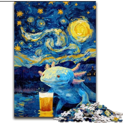 1000-teiliges Puzzle für Erwachsene und Jugendliche, Nachthimmel-Salamander, geeignet für Personen ab 14 Jahren, Lernspiele, Wichtelgeschenke (Größe 26x38cm) von MGQWPZDBD