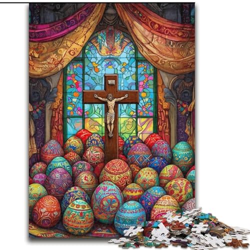 1000-teiliges Puzzle für Erwachsene und Jugendliche, Osterkreuz, für Erwachsene und Jugendliche ab 14 Jahren, Lernspiel, Herausforderung, Spielzeug, Geschenk zum Geburtstag (Größe 26x38cm) von MGQWPZDBD