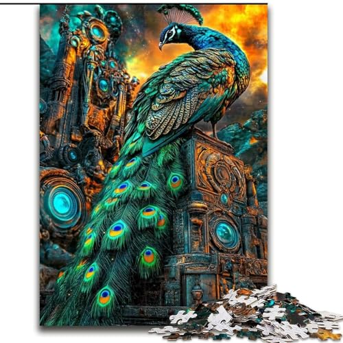 1000-teiliges Puzzle für Erwachsene und Jugendliche, Pfau, geeignet für Personen ab 14 Jahren, Lernspiele, Wichtelgeschenke (Größe 26x38cm) von MGQWPZDBD