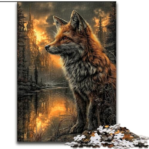 1000-teiliges Puzzle für Erwachsene und Jugendliche, Tier- und Fuchskunst, geeignet für Personen ab 14 Jahren, Lernspiele, Wichtelgeschenke (Größe 26x38cm) von MGQWPZDBD