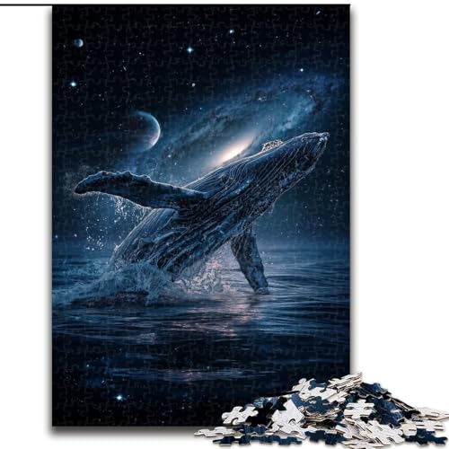 1000-teiliges Puzzle für Erwachsene und Jugendliche, Wale unter dem Nachthimmel, geeignet für Personen ab 14 Jahren, Lernspiele, Wichtelgeschenke (Größe 26x38cm) von MGQWPZDBD