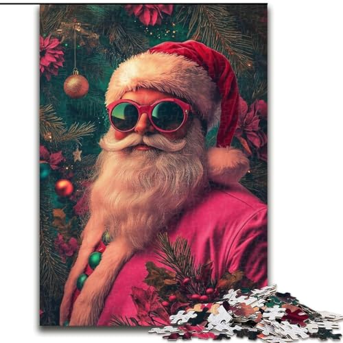 1000-teiliges Puzzle für Erwachsene und Jugendliche, Weihnachtsmann mit Brille, für Kinder ab 14 Jahren, Lernspiel, Herausforderung, Spielzeug, Geschenk zum Geburtstag (Größe 26x38cm) von MGQWPZDBD