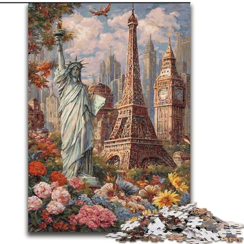 1000-teiliges Puzzle für Erwachsene und Jugendliche, Weltattraktionen, geeignet für Personen ab 14 Jahren, Lernspiele, Wichtelgeschenke (Größe 50x75cm) von MGQWPZDBD