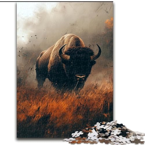 1000-teiliges Puzzle für Erwachsene und Jugendliche, Wilder Büffel, geeignet für Personen ab 14 Jahren, Lernspiele, Wichtelgeschenke (Größe 50x75cm) von MGQWPZDBD