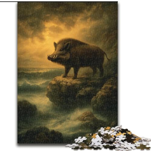 1000-teiliges Puzzle für Erwachsene und Jugendliche, Wildschwein, für Erwachsene und Jugendliche ab 14 Jahren, Lernspiel, Herausforderung, Spielzeug, Geschenk zum Geburtstag (Größe 50x75cm) von MGQWPZDBD