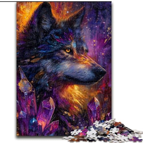 1000-teiliges Puzzle für Erwachsene und Jugendliche, Wolfskunst, für Erwachsene und Jugendliche ab 14 Jahren, Lernspiel, Herausforderung, Spielzeug, Geschenk zum Geburtstag (Größe 50x75cm) von MGQWPZDBD