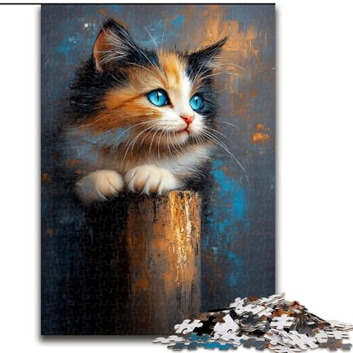 1000-teiliges Puzzle für Erwachsene und Jugendliche, blaues Kätzchen, Lernspielzeug, einzigartige Heimdekoration und Geschenke (Größe 50x75cm) von MGQWPZDBD