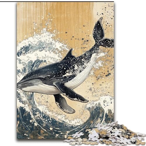 1000-teiliges Puzzle für Erwachsene und Jugendliche, geheimnisvoller Wal, geeignet für Personen ab 14 Jahren, Lernspiele, Wichtelgeschenke (Größe 26x38cm) von MGQWPZDBD
