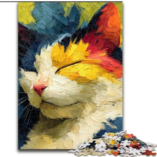 1000-teiliges Puzzle für Erwachsene und Jugendliche, schlafende Katze, geeignet für Personen ab 14 Jahren, Lernspiele, Wichtelgeschenke (Größe 26x38cm) von MGQWPZDBD