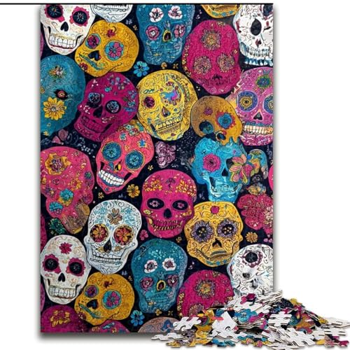1000-teiliges Puzzle für Erwachsene und Jugendliche,mexikanischer Totenkopf,für Erwachsene und Jugendliche ab 14 Jahren,Lernspiel,Herausforderung,Spielzeug,Geschenk zum Geburtstag (Größe 50x75cm) von MGQWPZDBD
