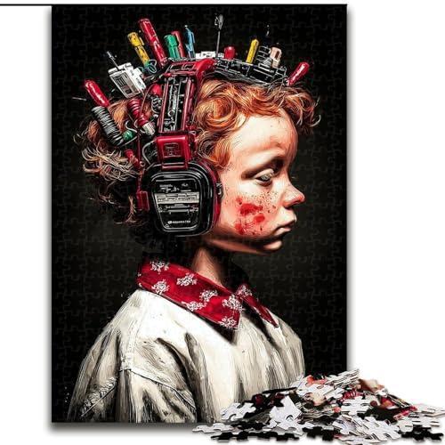 1000-teiliges Puzzle für Erwachsene und Teenager, Junge mit Kopfhörern, geeignet für Personen ab 14 Jahren, Lernspiele, Wichtelgeschenke (Größe 26x38cm) von MGQWPZDBD