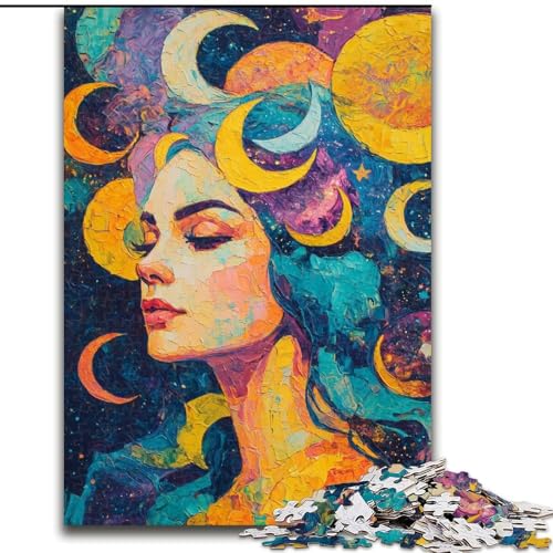 1000-teiliges Puzzle für Erwachsene und Teenager, Mondfrau, geeignet für Personen ab 14 Jahren, Lernspiele, Wichtelgeschenke (Größe 50x75cm) von MGQWPZDBD