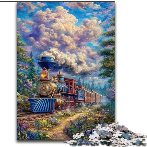 1000-teiliges Puzzle für Jugendliche und Erwachsene, Fahrender Zug, Familienspiel, Geburtstagsgeschenk Herausforderung, hoher Schwierigkeitsgrad (Größe 26x38cm) von MGQWPZDBD