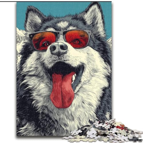 1000-teiliges Puzzle für Teenager, Alaskan Malamute, Analyse und Logik, mit vollständig ineinandergreifenden, zufällig geformten Teilen, für Kinder ab 14 Jahren (Größe 50x75cm) von MGQWPZDBD