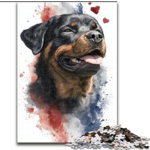 1000-teiliges Puzzle für Teenager, Aquarell-Rottweiler, Lernspielzeug, einzigartige Geburtstags- und Geschenkideen für Kinder ab 14 Jahren (Größe 50x75cm) von MGQWPZDBD