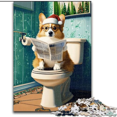 1000-teiliges Puzzle für Teenager, Corgi auf der Toilette, Lernspielzeug, einzigartige Geburtstags- und Geschenkideen für Kinder ab 14 Jahren (Größe 50x75cm) von MGQWPZDBD