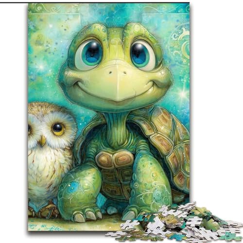 1000-teiliges Puzzle für Teenager, Eule und Schildkröte, Lernspielzeug, einzigartige Geburtstags- und Geschenkideen für Kinder ab 14 Jahren (Größe 26x38cm) von MGQWPZDBD