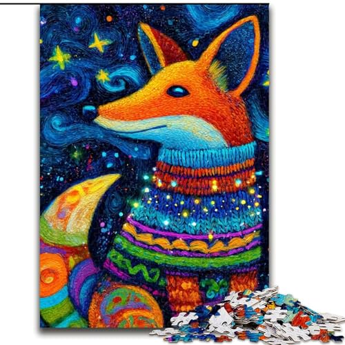 1000-teiliges Puzzle für Teenager, Fuchs mit Schal, Lernspielzeug, einzigartige Geburtstags- und Geschenkideen für Kinder ab 14 Jahren (Größe 50x75cm) von MGQWPZDBD