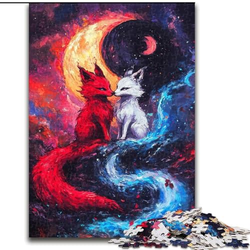 1000-teiliges Puzzle für Teenager, Fuchs unter dem Mond, Lernspielzeug, einzigartige Geburtstags- und Geschenkideen für Kinder ab 14 Jahren (Größe 26x38cm) von MGQWPZDBD