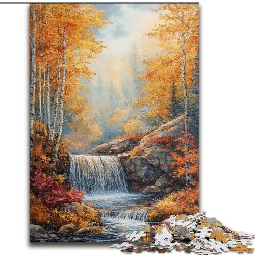1000-teiliges Puzzle für Teenager, Herbstwasserfall, Lernspielzeug, einzigartige Geburtstags- und Geschenkideen für Kinder ab 14 Jahren (Größe 50x75cm) von MGQWPZDBD