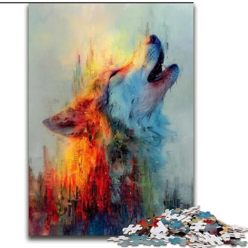 1000-teiliges Puzzle für Teenager, Heulender Wolf, Lernspielzeug, einzigartige Geburtstags- und Geschenkideen für Kinder ab 14 Jahren (Größe 50x75cm) von MGQWPZDBD
