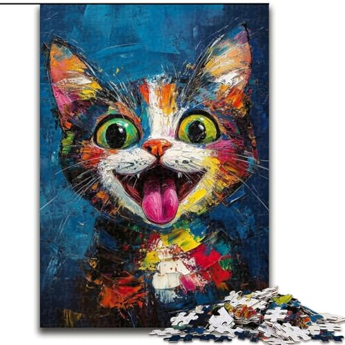 1000-teiliges Puzzle für Teenager, Katzenkunst, Lernspielzeug, einzigartige Geburtstags- und Geschenkideen für Kinder ab 14 Jahren (Größe 26x38cm) von MGQWPZDBD