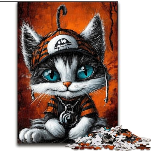 1000-teiliges Puzzle für Teenager, Kunstkatze, Lernspielzeug, einzigartige Geburtstags- und Geschenkideen für Kinder ab 14 Jahren (Größe 26x38cm) von MGQWPZDBD