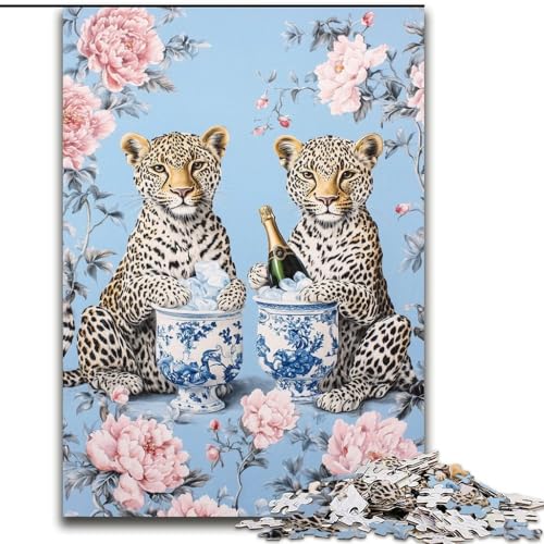 1000-teiliges Puzzle für Teenager, Leoparden-Ölgemälde, Lernspielzeug, einzigartige Geburtstags- und Geschenkideen für Kinder ab 14 Jahren (Größe 26x38cm) von MGQWPZDBD
