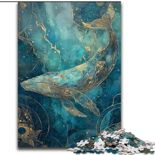 1000-teiliges Puzzle für Teenager, Marmorwal, Lernspielzeug, einzigartige Geburtstags- und Geschenkideen für Kinder ab 14 Jahren (Größe 26x38cm) von MGQWPZDBD