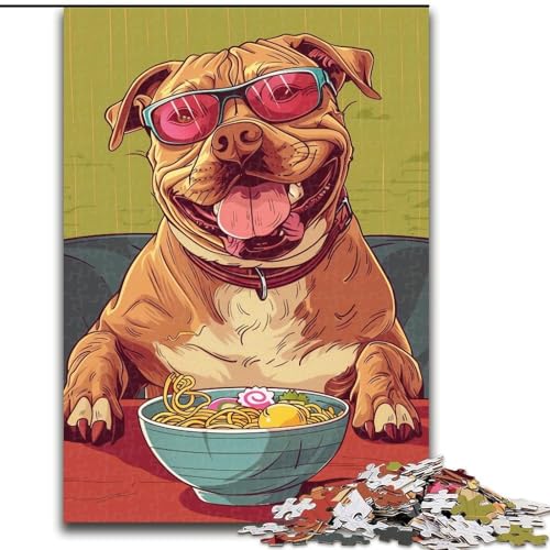 1000-teiliges Puzzle für Teenager, Mops isst Nudeln, Lernspielzeug, einzigartige Geburtstags- und Geschenkideen für Kinder ab 14 Jahren (Größe 26x38cm) von MGQWPZDBD