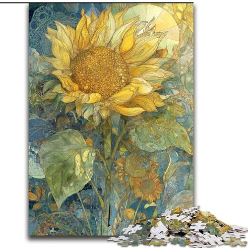 1000-teiliges Puzzle für Teenager, Retro-Sonnenblumen, Lernspielzeug, einzigartige Geburtstags- und Geschenkideen für Kinder ab 14 Jahren (Größe 26x38cm) von MGQWPZDBD