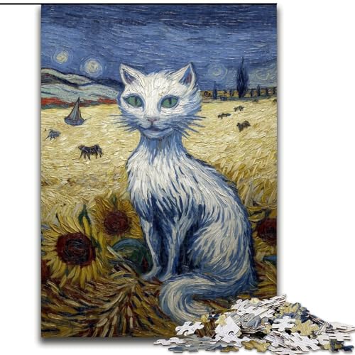 1000-teiliges Puzzle für Teenager, Schwarze Katze, Lernspielzeug, einzigartige Geburtstags- und Geschenkideen für Kinder ab 14 Jahren (Größe 50x75cm) von MGQWPZDBD