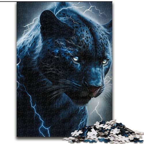 1000-teiliges Puzzle für Teenager, Schwarzer Panther mit Blitzen, Lernspielzeug, einzigartige Geburtstags- und Geschenkideen für Kinder ab 14 Jahren (Größe 50x75cm) von MGQWPZDBD