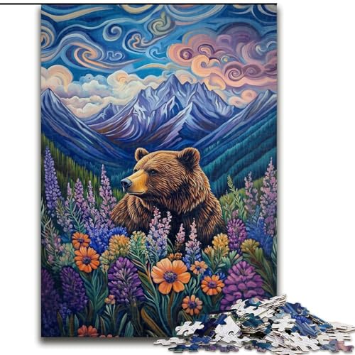 1000-teiliges Puzzle für Teenager, Tier-Braunbär, Lernspielzeug, einzigartige Geburtstags- und Geschenkideen für Kinder ab 14 Jahren (Größe 26x38cm) von MGQWPZDBD