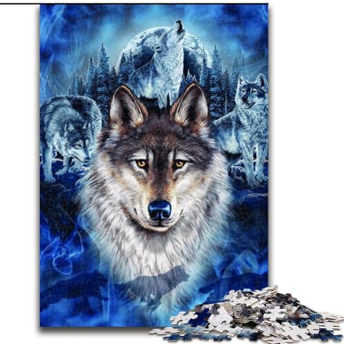 1000-teiliges Puzzle für Teenager, Wolf, Lernspielzeug, einzigartige Geburtstags- und Geschenkideen für Kinder ab 14 Jahren (Größe 50x75cm) von MGQWPZDBD