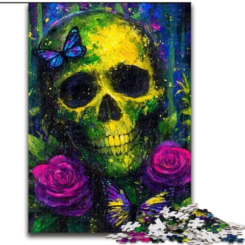 1000-teiliges Puzzle für Teenager, geheimnisvoller Totenkopf, Lernspielzeug, einzigartige Geburtstags- und Geschenkideen für Kinder ab 14 Jahren (Größe 26x38cm) von MGQWPZDBD
